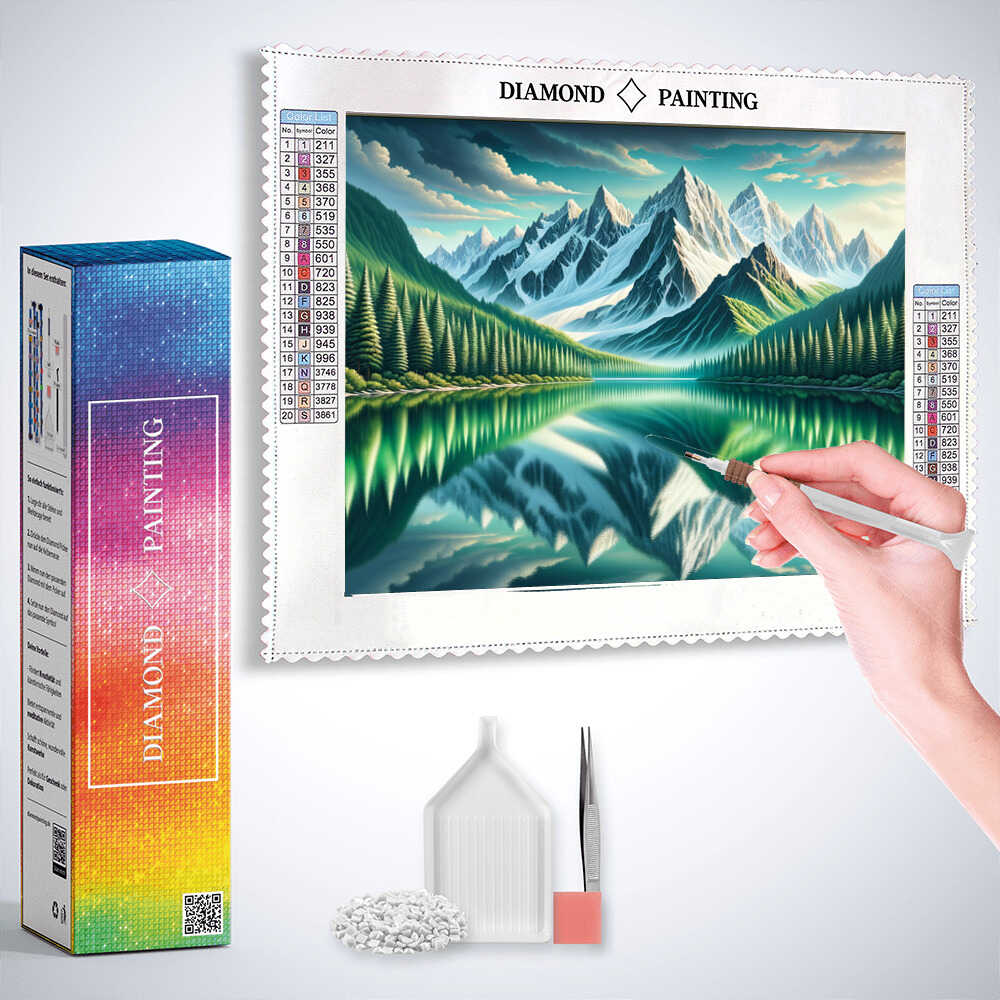Diamond Painting - Spiegelnder Bergsee