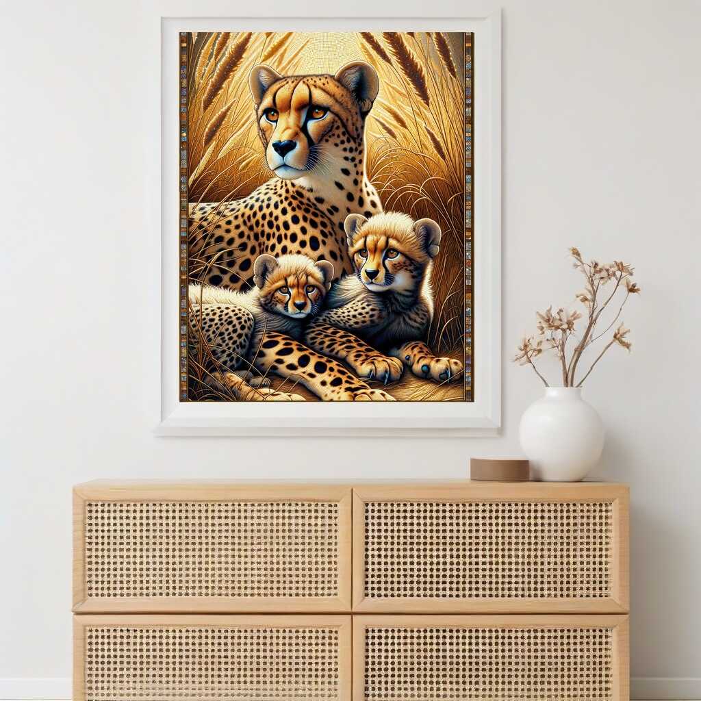 Diamond Painting - Leopardenmutter mit Kindern