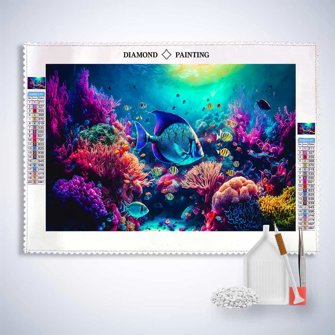 Diamond Painting - Korallen und Fische, Meeresleben - gedruckt in Ultra-HD - Fische, Horizontal, Meer