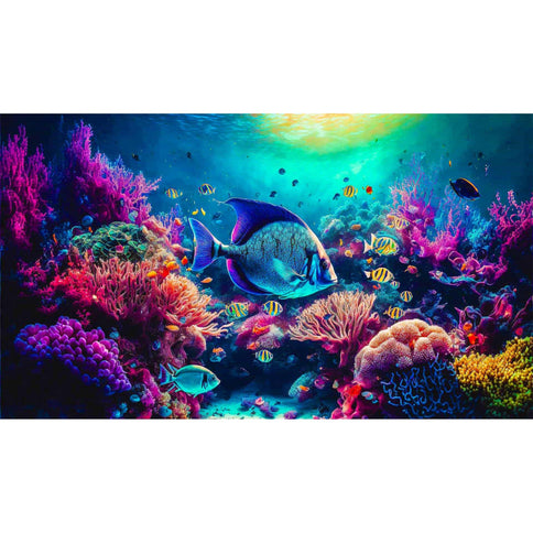 Diamond Painting - Korallen und Fische, Meeresleben - gedruckt in Ultra-HD - Fische, Horizontal, Meer