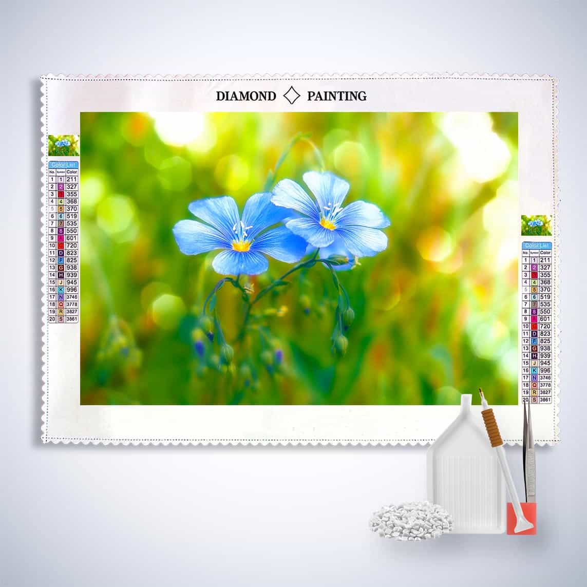 Diamond Painting - Blümchenpaar auf Wiese - gedruckt in Ultra-HD - Blumen, Horizontal