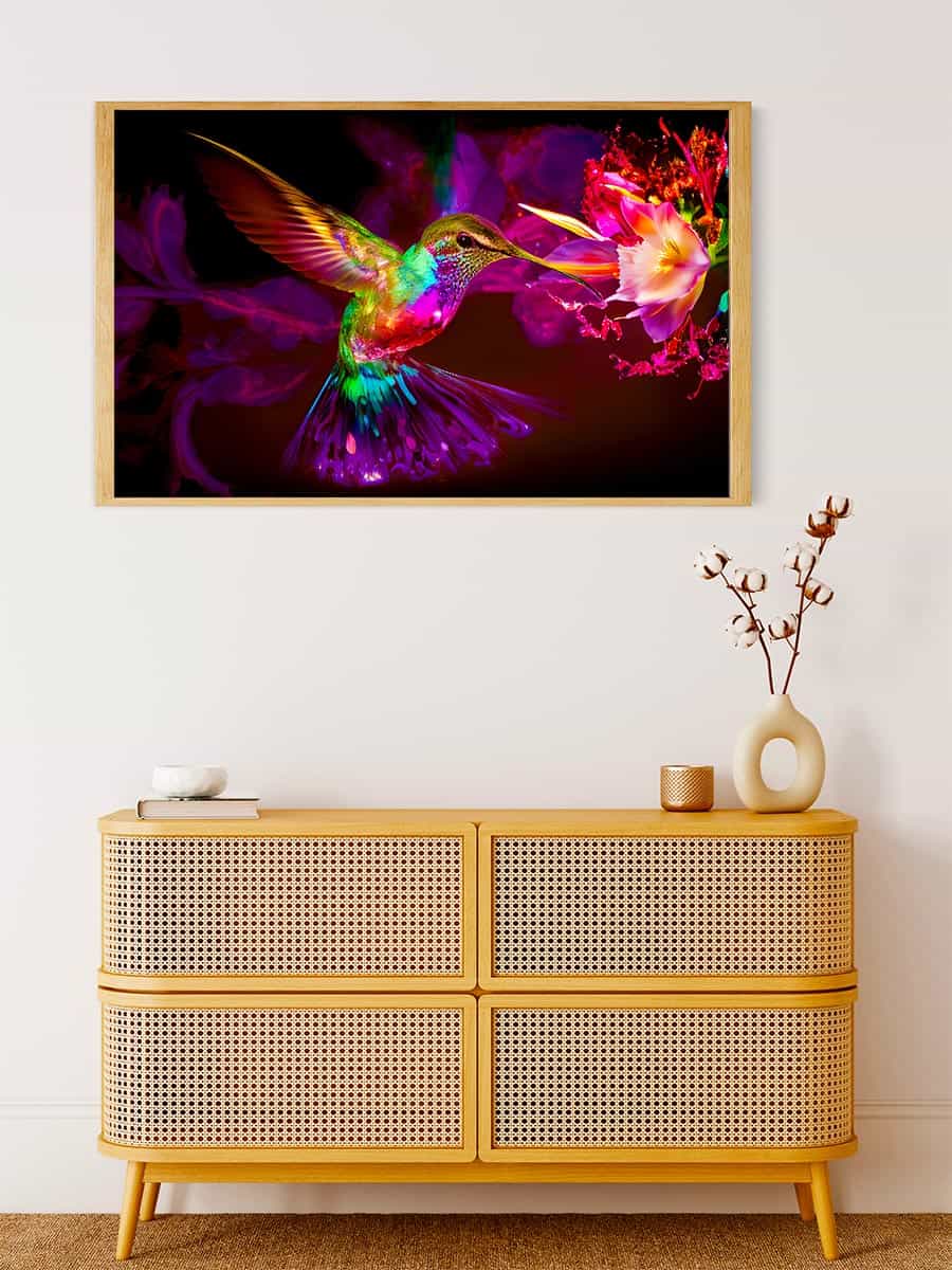 Diamond Painting - Kolibrie, Abstrakt bunt - gedruckt in Ultra-HD - Horizontal, Kolibri, Tiere, Vögel