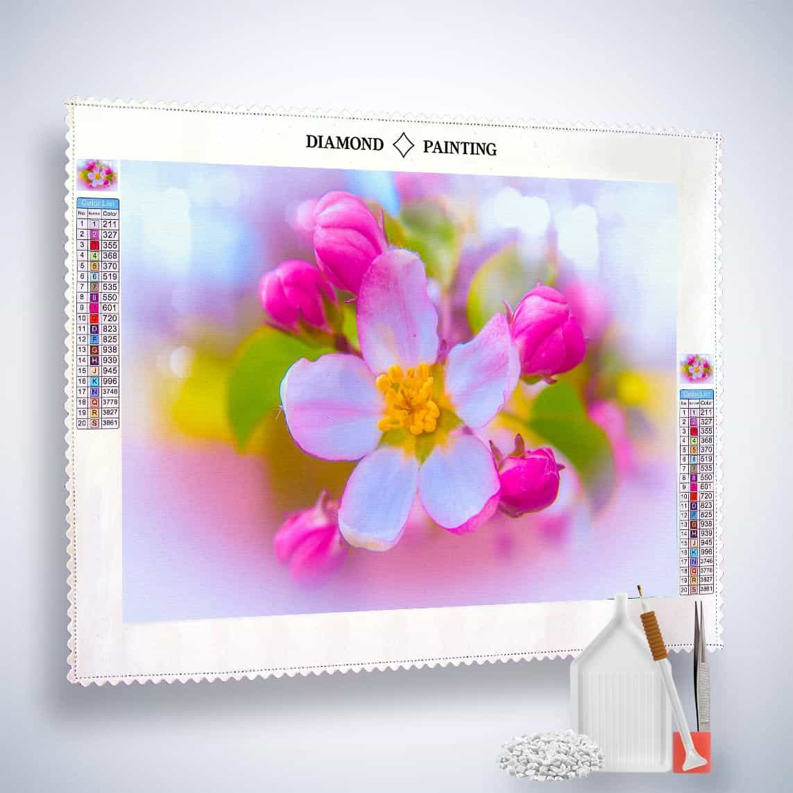 Diamond Painting - Kirschblüte und Knospen - gedruckt in Ultra-HD - Blumen, Horizontal