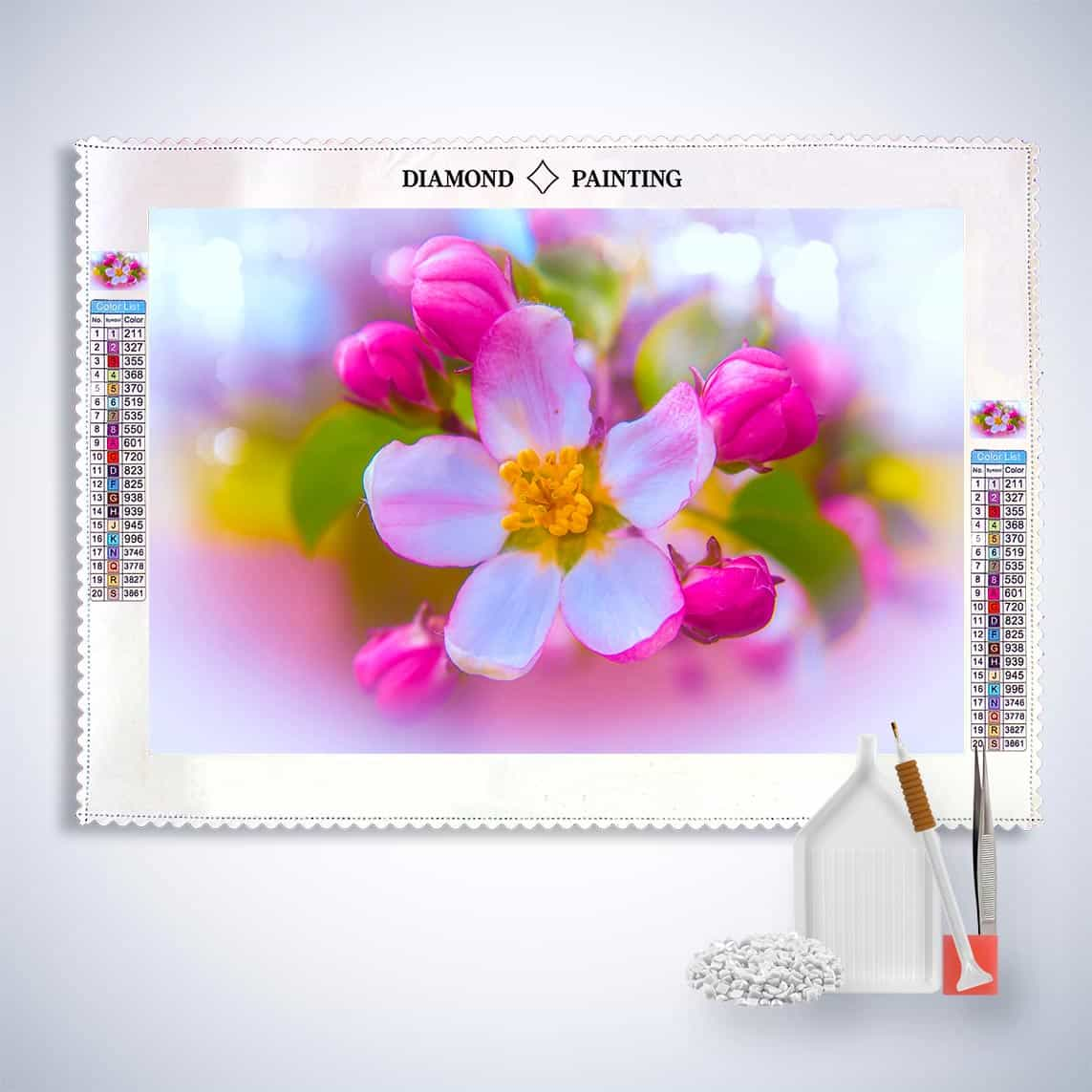 Diamond Painting - Kirschblüte und Knospen - gedruckt in Ultra-HD - Blumen, Horizontal