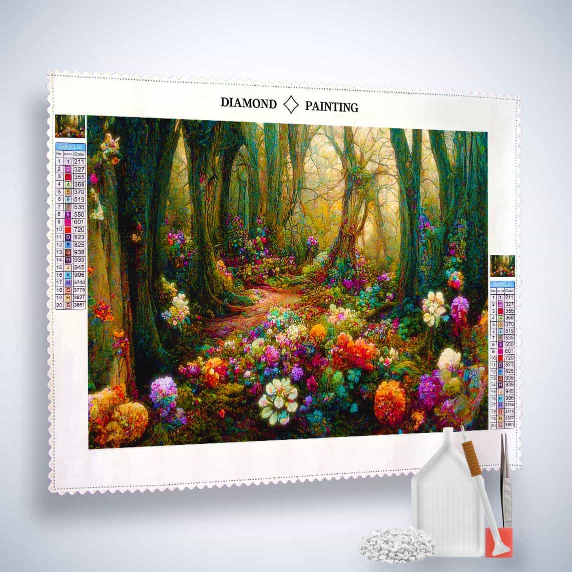 Diamond Painting - Blumenwald - gedruckt in Ultra-HD - Blumen, Horizontal, Wald
