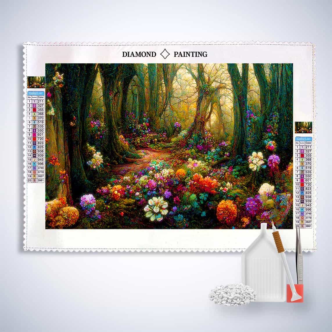 Diamond Painting - Blumenwald - gedruckt in Ultra-HD - Blumen, Horizontal, Wald