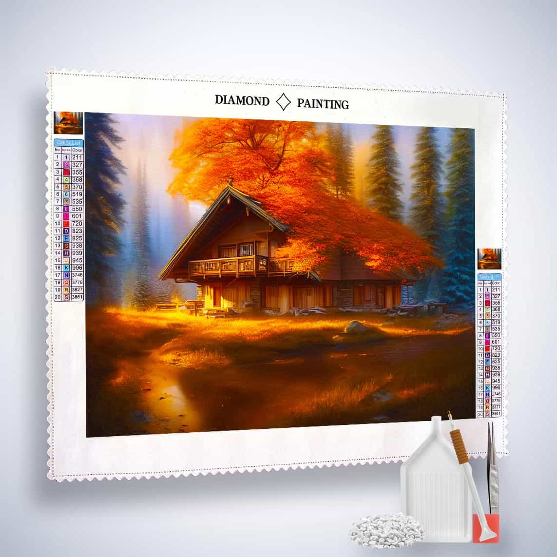 Diamond Painting - Waldherbsthäuschen - gedruckt in Ultra-HD - Herbst, Horizontal, Landschaft