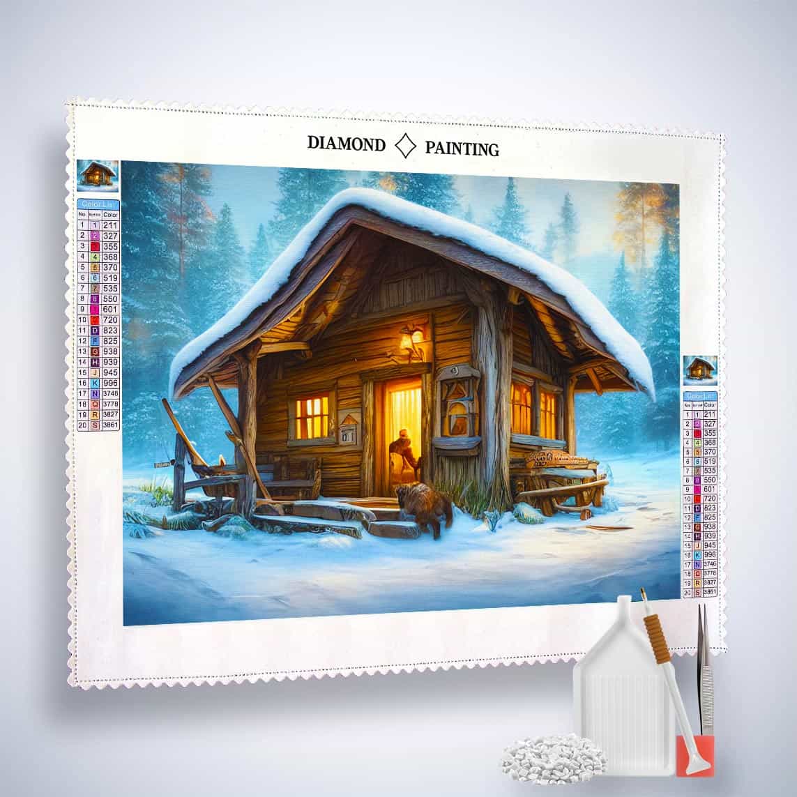 Diamond Painting - Winterhäuschen - gedruckt in Ultra-HD - Horizontal, Winter