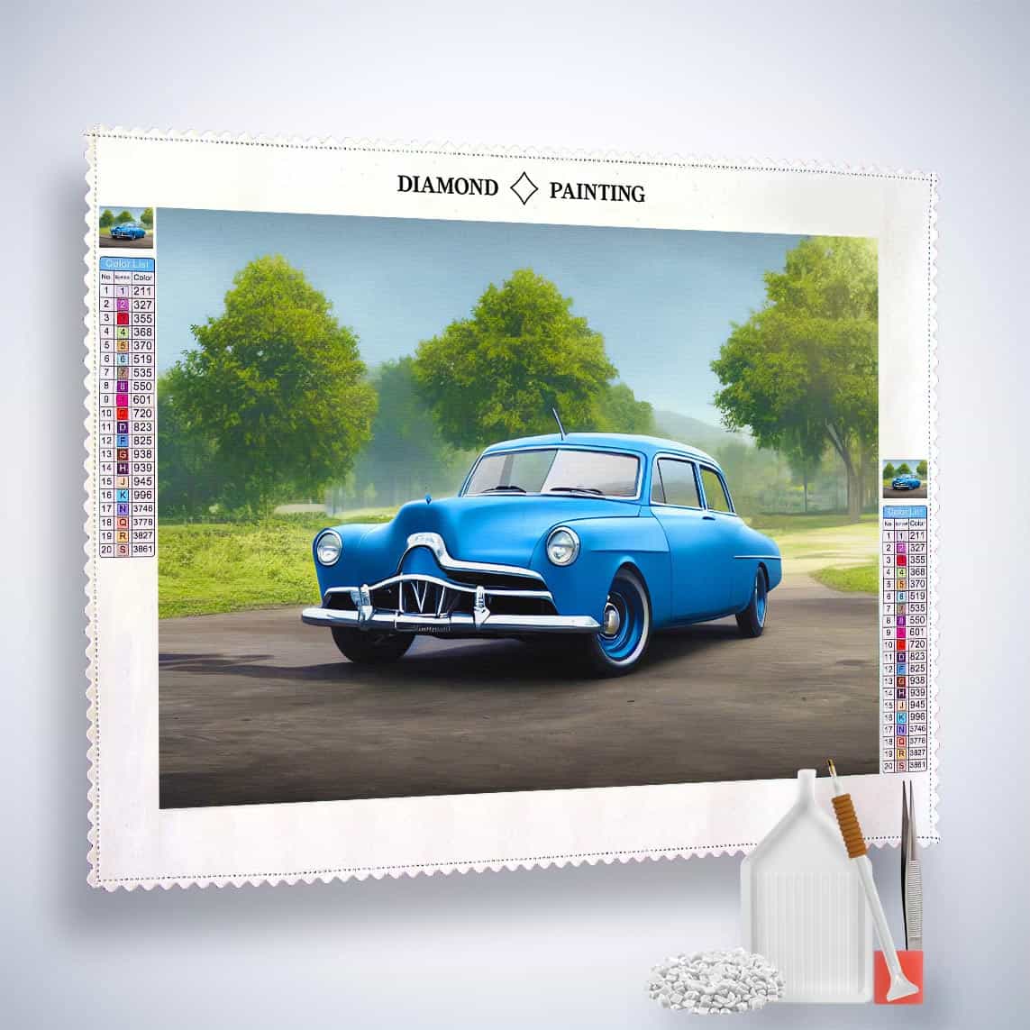 Diamond Painting - Old Blue - gedruckt in Ultra-HD - Auto, Horizontal, Oldtimer