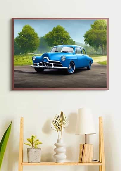 Diamond Painting - Old Blue - gedruckt in Ultra-HD - Auto, Horizontal, Oldtimer