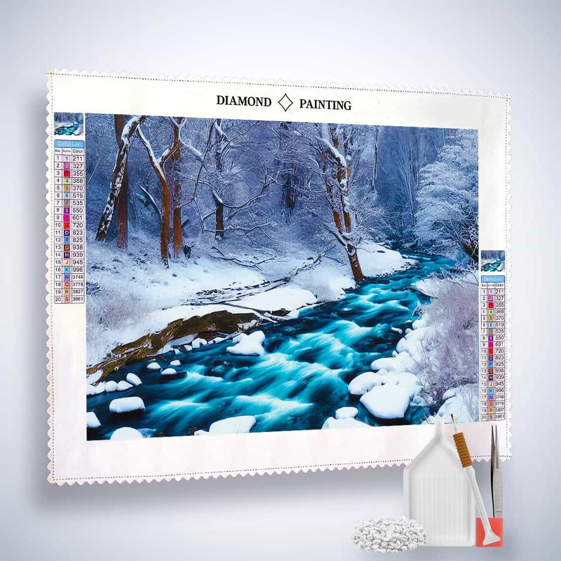 Diamond Painting - Eisbach - gedruckt in Ultra-HD - Fluss, Horizontal, Winter