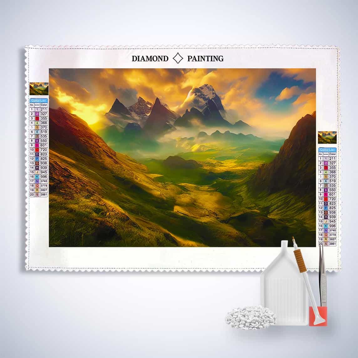 Diamond Painting - Berge und Wolken - gedruckt in Ultra-HD - Berge, Horizontal, Landschaft