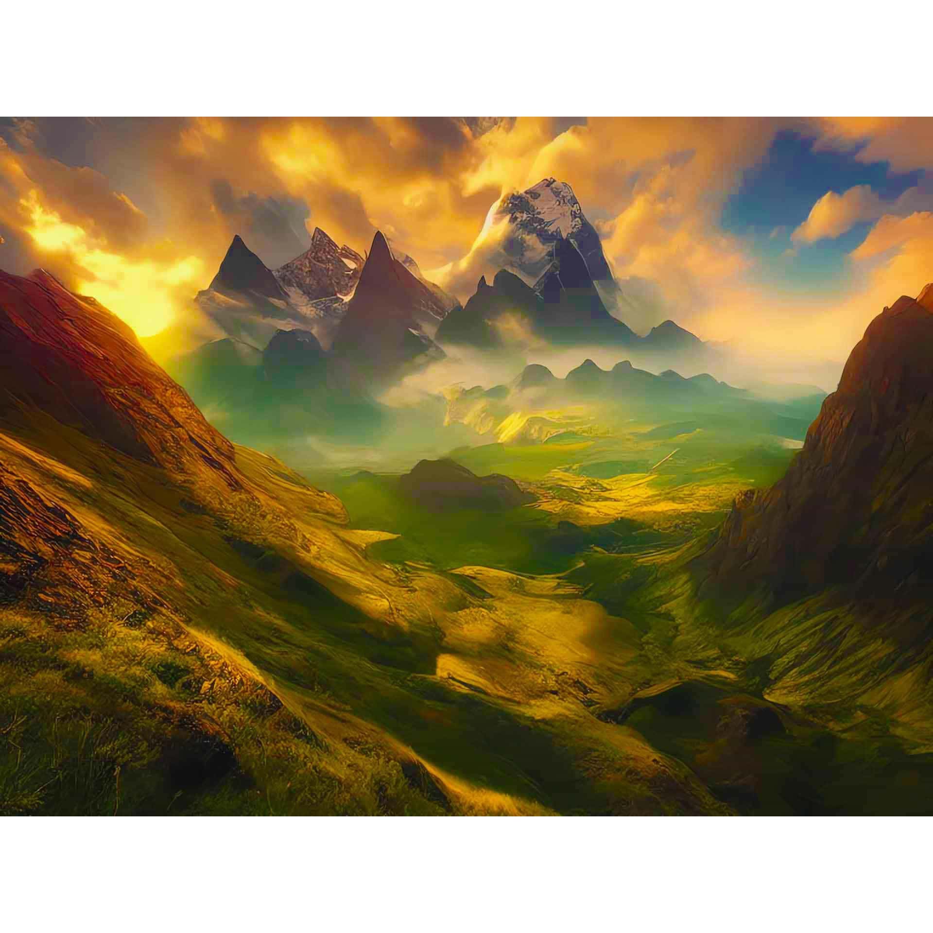 Diamond Painting - Berge und Wolken - gedruckt in Ultra-HD - Berge, Horizontal, Landschaft