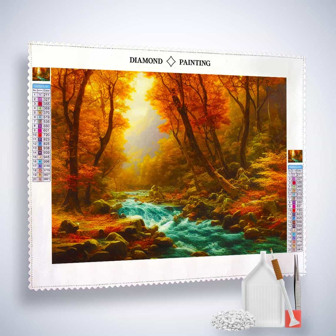Diamond Painting - Wilder Fluss im Herbst - gedruckt in Ultra-HD - Fluss, Horizontal, Landschaft, Wald