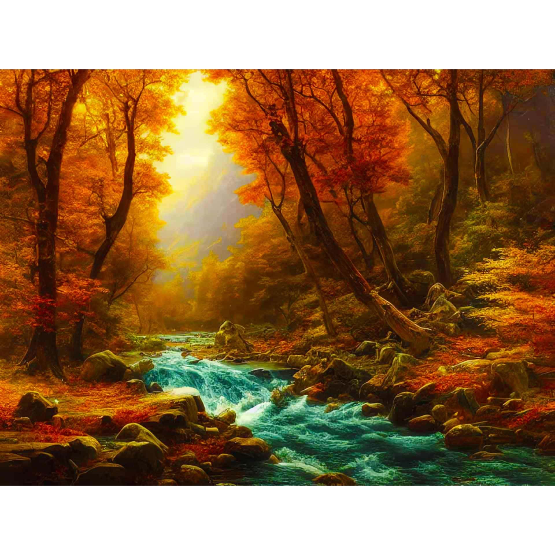 Diamond Painting - Reißender Fluss im Wald - gedruckt in Ultra-HD - Fluss, Horizontal, Landschaft, Wald