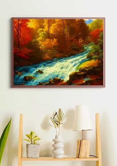 Diamond Painting - Reißender Fluss im Wald - gedruckt in Ultra-HD - Fluss, Horizontal, Landschaft, Wald