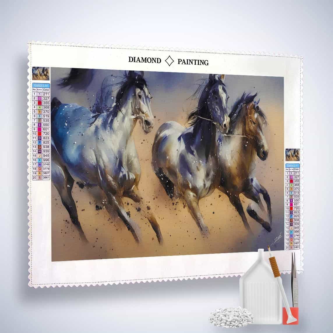 Diamond Painting - Pferde im Galopp - gedruckt in Ultra-HD - Horizontal, Pferde, Tiere