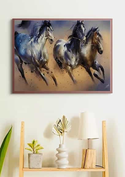 Diamond Painting - Pferde im Galopp - gedruckt in Ultra-HD - Horizontal, Pferde, Tiere