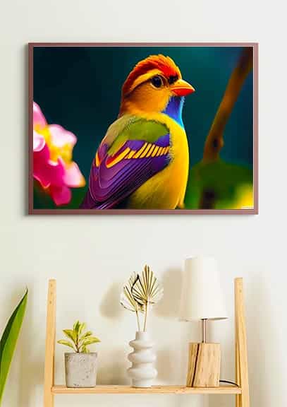 Diamond Painting - Bunter Vogel mit Irokesenschnitt - gedruckt in Ultra-HD - Horizontal, Tiere, Vögel