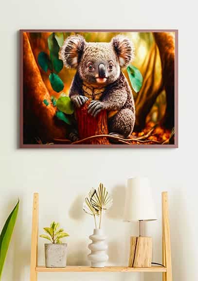 Diamond Painting - Koalabär auf Waldboden - gedruckt in Ultra-HD - Bär, Horizontal, Koala, Tiere