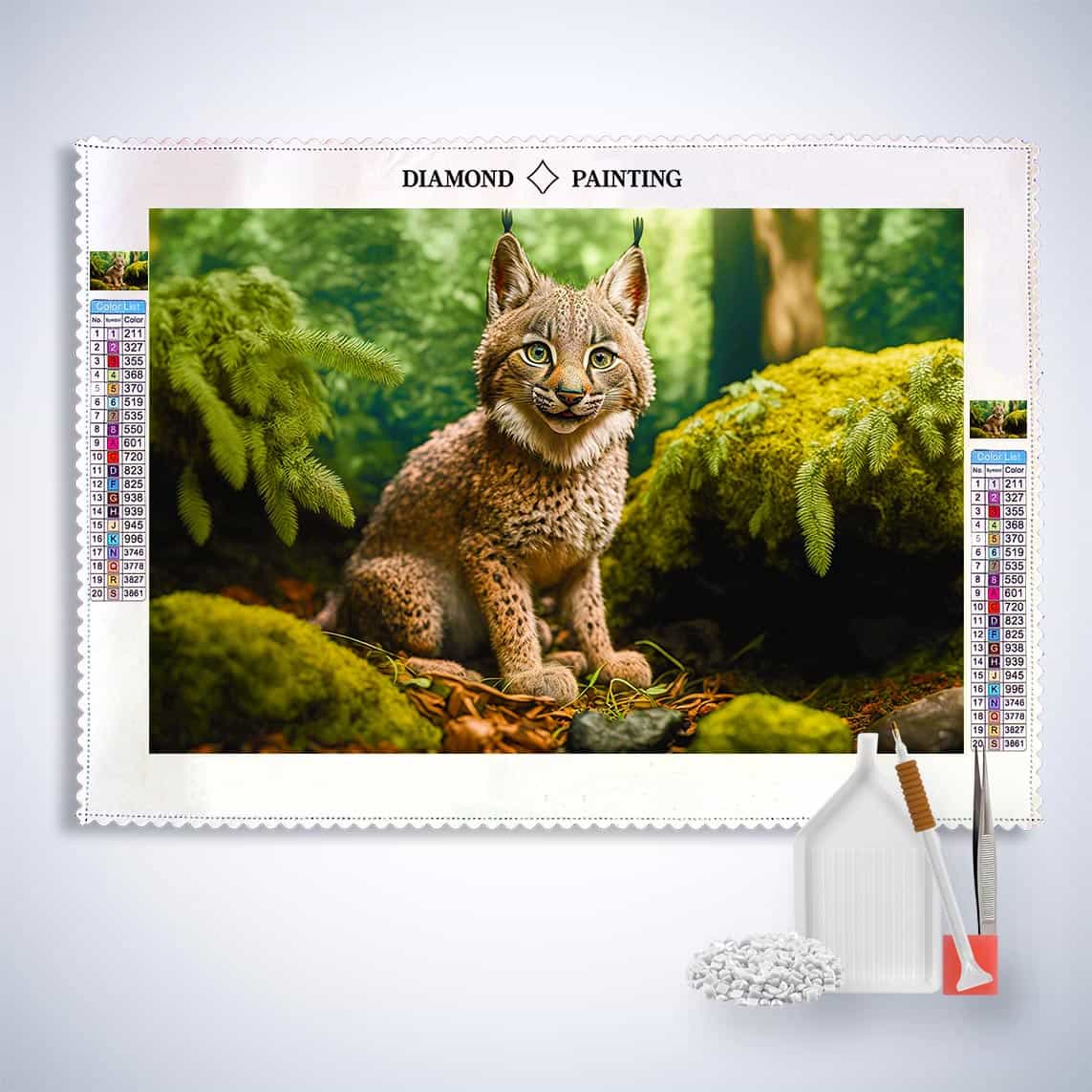 Diamond Painting - Luchs kind im Wald - gedruckt in Ultra-HD - Horizontal, Luchs, Tiere