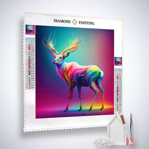 Diamond Painting - Regenbogenhirsch - gedruckt in Ultra-HD - hirsch, Quadratisch, tiere, trendbilder