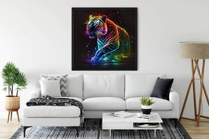 Diamond Painting - Neon Tiger - gedruckt in Ultra-HD - Quadratisch, tiere, tiger, trendbilder