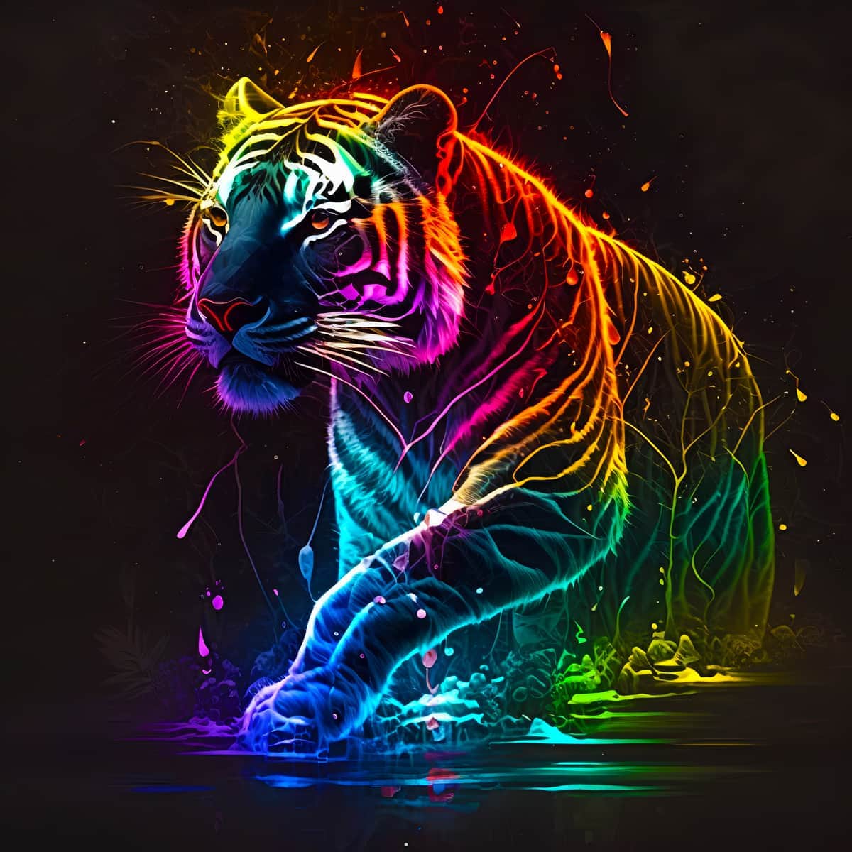 Diamond Painting - Neon Tiger - gedruckt in Ultra-HD - Quadratisch, tiere, tiger, trendbilder