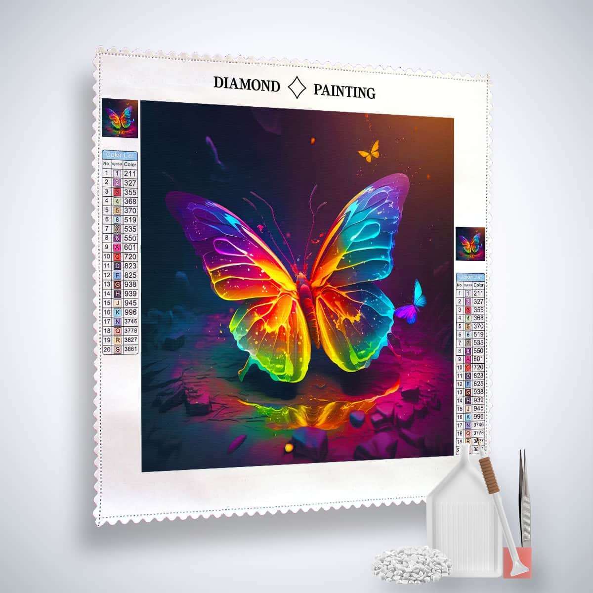 Diamond Painting - Neon Schmetterling - gedruckt in Ultra-HD - Quadratisch, schmetterling, schmetterlinge, tiere, trendbilder