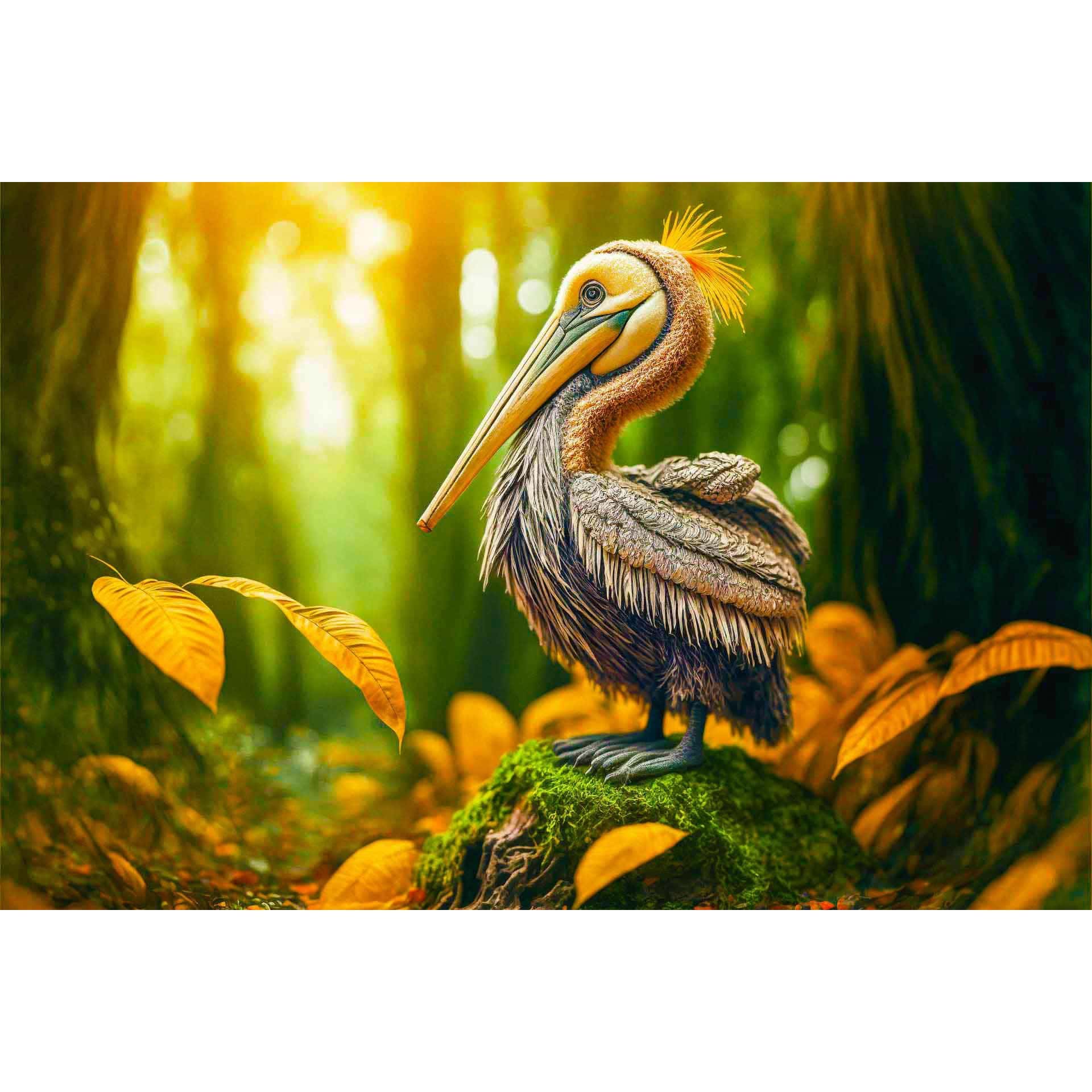 Diamond Painting - Pelikan im Wald - gedruckt in Ultra-HD - Horizontal, Pelikan, Tiere, Vögel