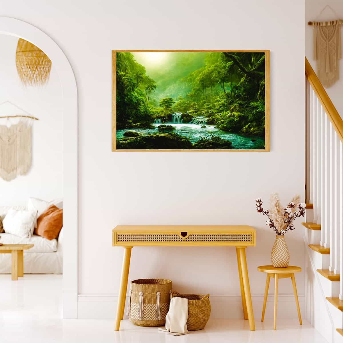 Diamond Painting - Dschungelwasserfall - gedruckt in Ultra-HD - Dschungel, Fluss, Horizontal, Landschaft