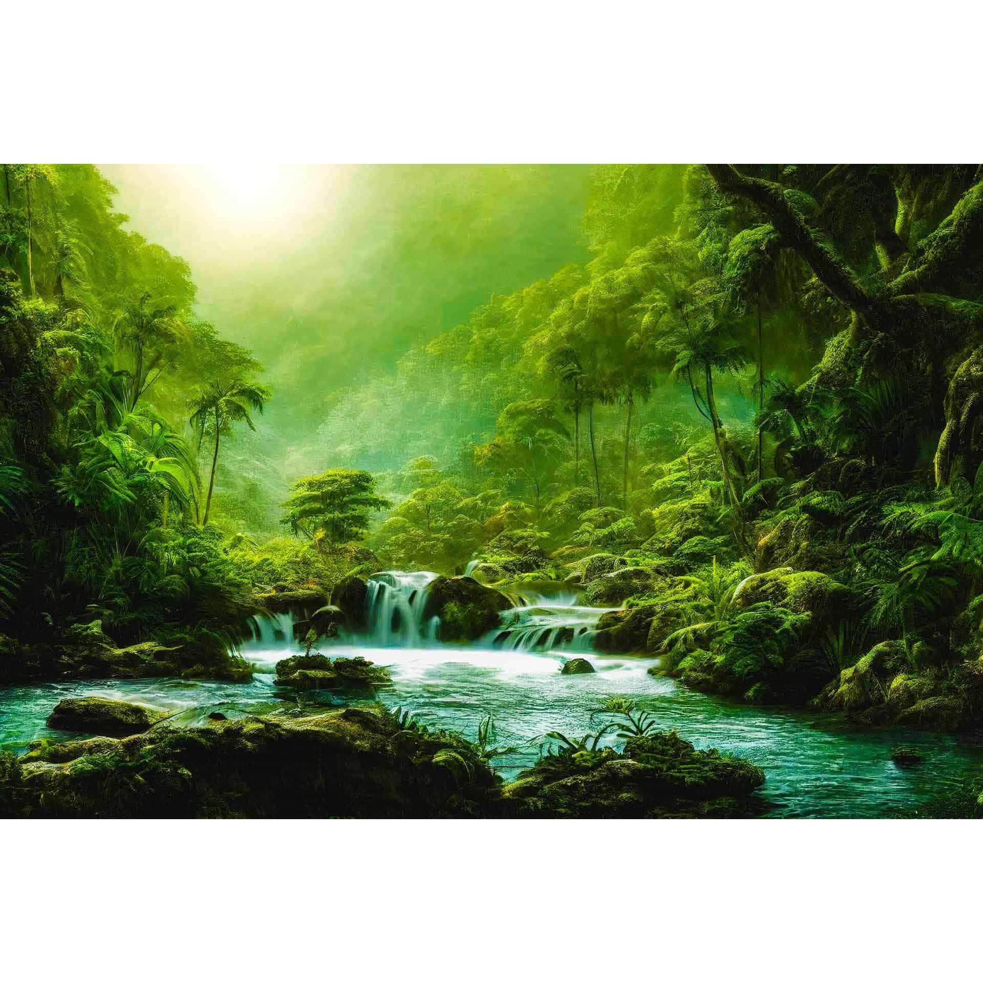 Diamond Painting - Dschungelwasserfall - gedruckt in Ultra-HD - Dschungel, Fluss, Horizontal, Landschaft