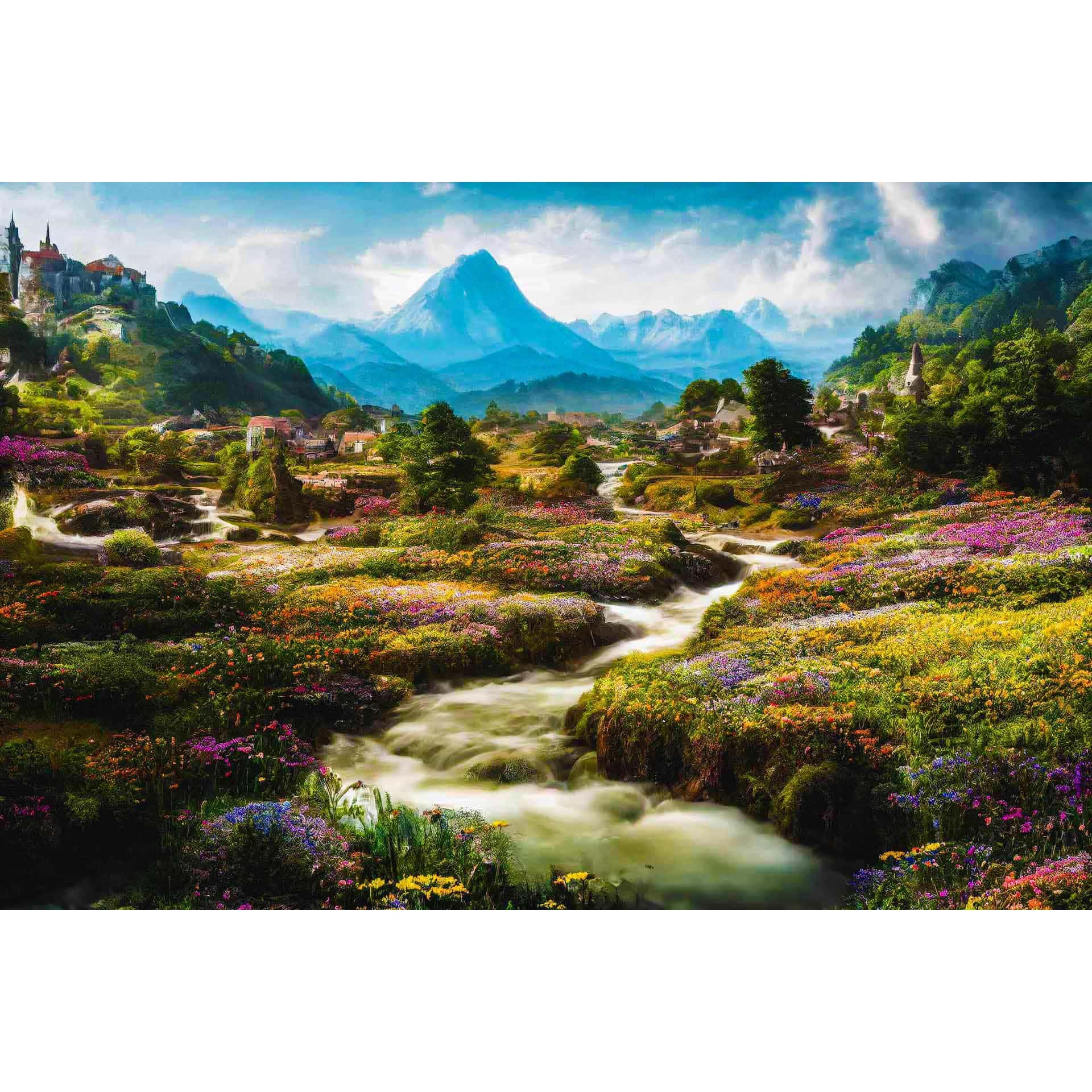 Diamond Painting - Blumige Dörfer - gedruckt in Ultra-HD - Horizontal, Landschaft