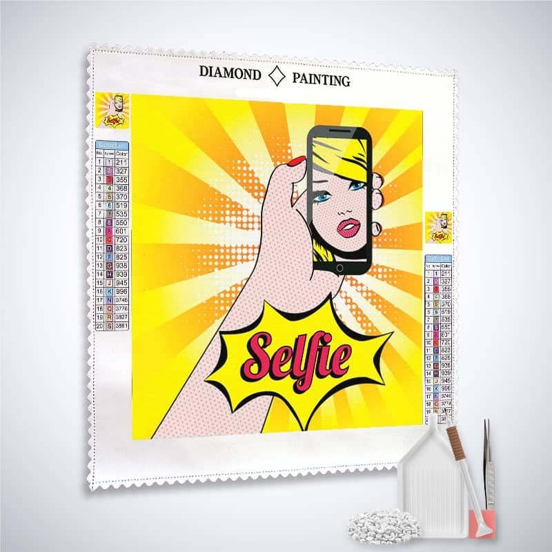 Diamond Painting - Selfie - gedruckt in Ultra-HD - popart, quadratisch