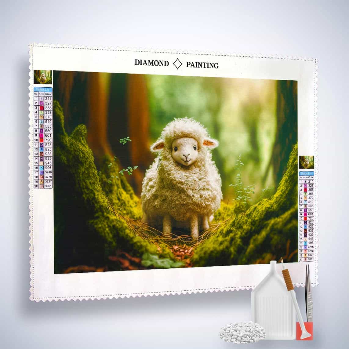 Diamond Painting - Schäfchen im Wald - gedruckt in Ultra-HD - Horizontal, Schaf, Tiere
