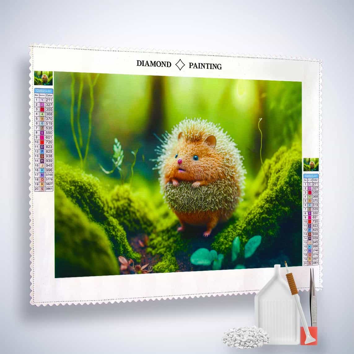 Diamond Painting - Kleiner Igel im Wald - gedruckt in Ultra-HD - Horizontal, Igel, Tiere