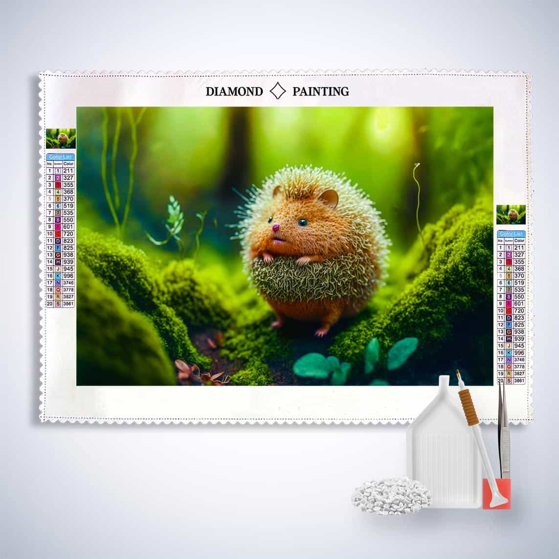 Diamond Painting - Kleiner Igel im Wald - gedruckt in Ultra-HD - Horizontal, Igel, Tiere