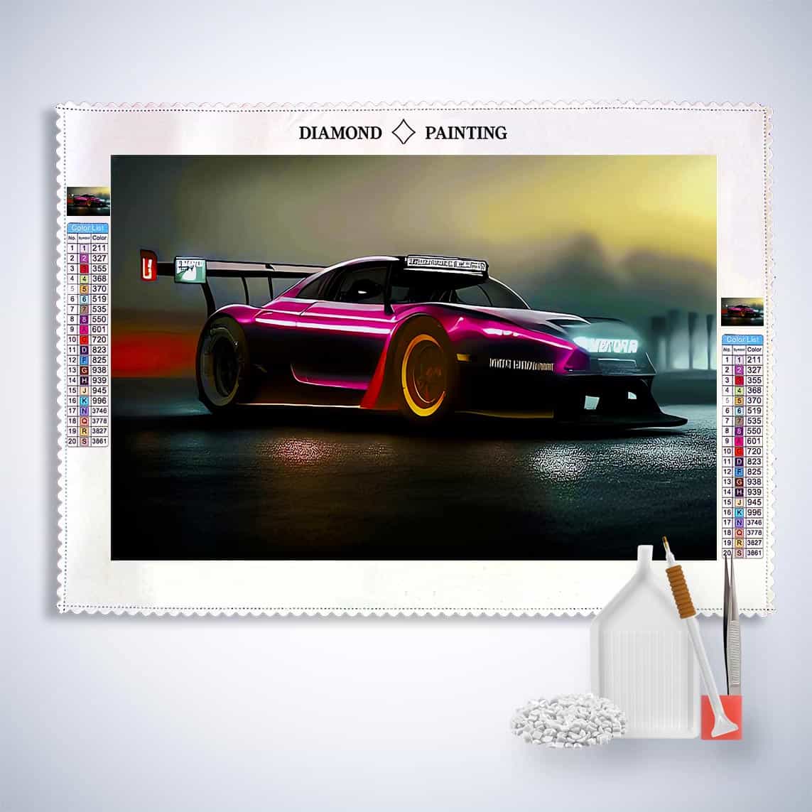 Diamond Painting - Sportauto im Rennen - gedruckt in Ultra-HD - Auto, Horizontal