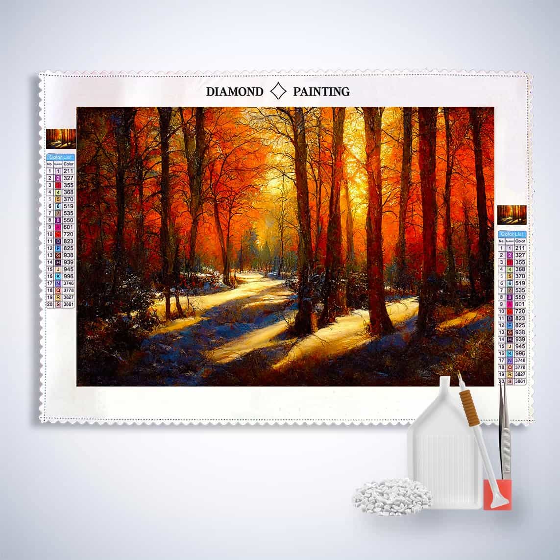 Diamond Painting - Schattenspiel im Herbstwald - gedruckt in Ultra-HD - Herbst, Horizontal, Landschaft, Wald