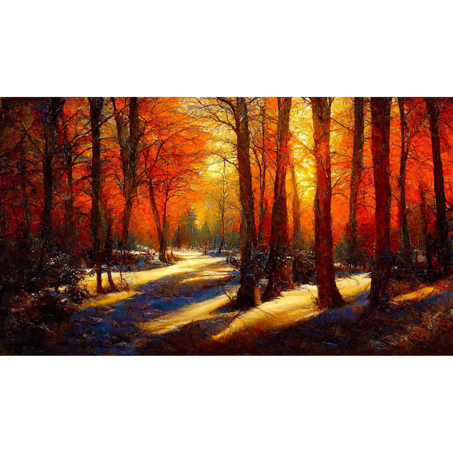 Diamond Painting - Schattenspiel im Herbstwald - gedruckt in Ultra-HD - Herbst, Horizontal, Landschaft, Wald