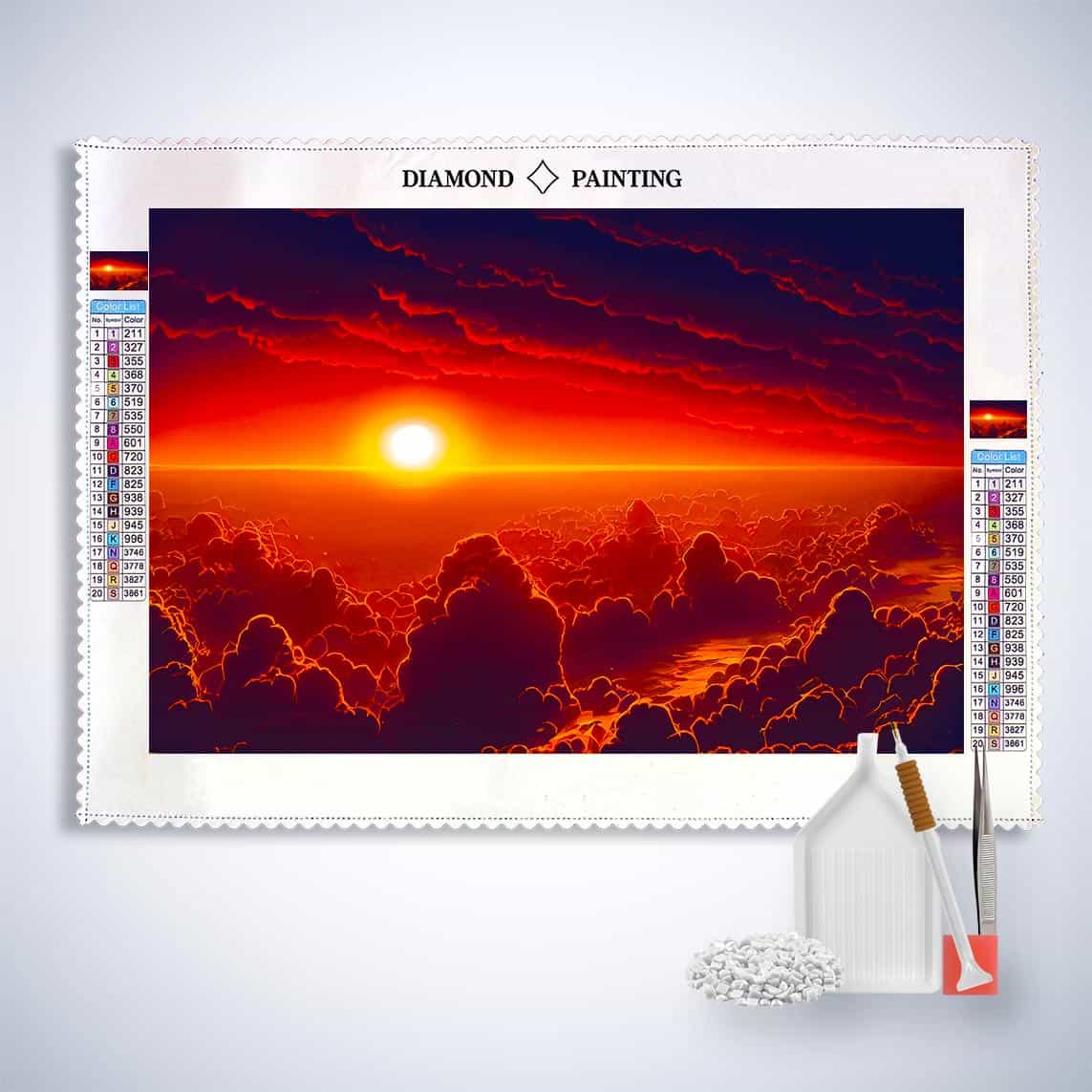 Diamond Painting - Sonnenaufgang in den Wolken - gedruckt in Ultra-HD - Abstrakt, Horizontal, Landschaft, Sonnenaufgang