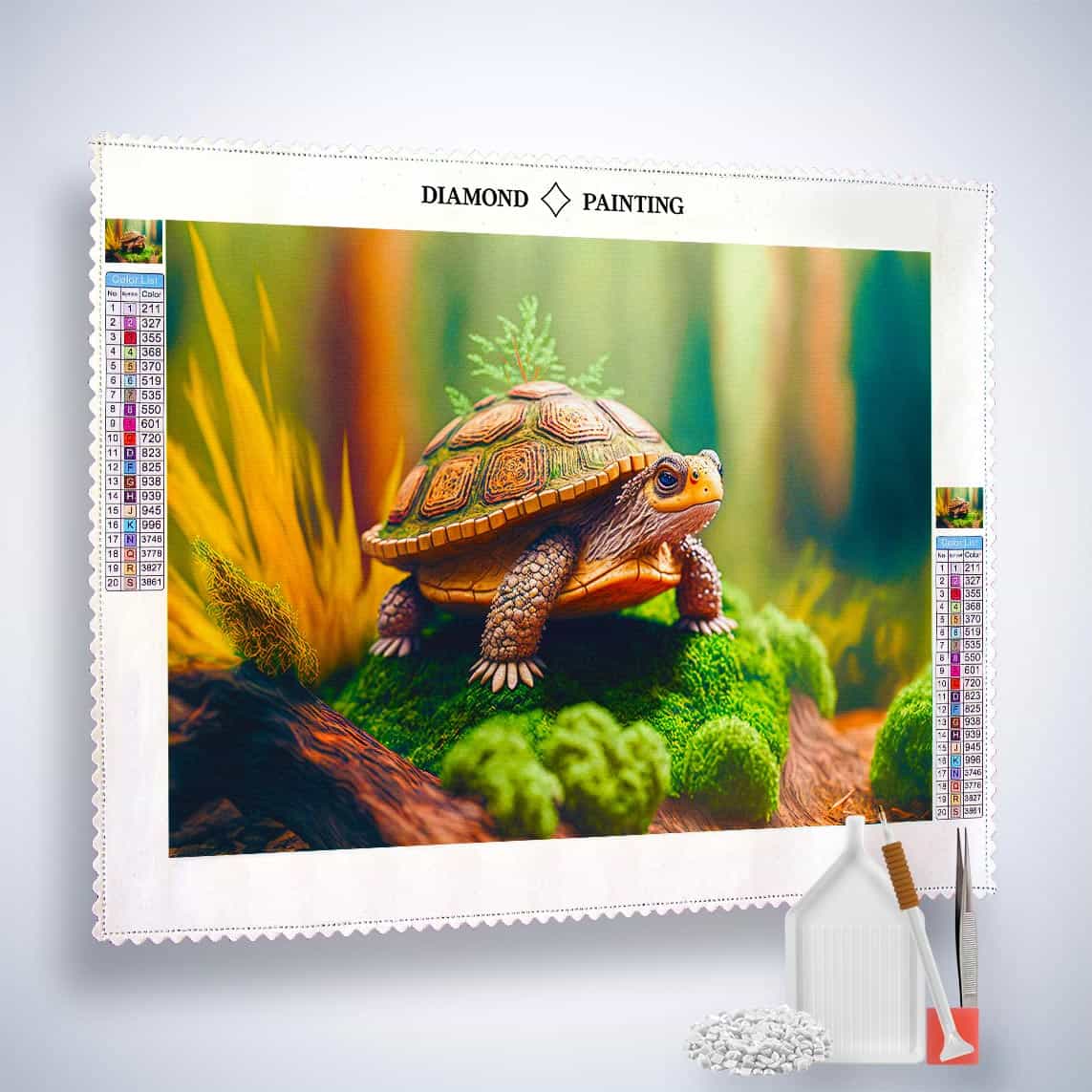 Diamond Painting - Schildkröte im Wald - gedruckt in Ultra-HD - Horizontal, Schildkröte, Tiere