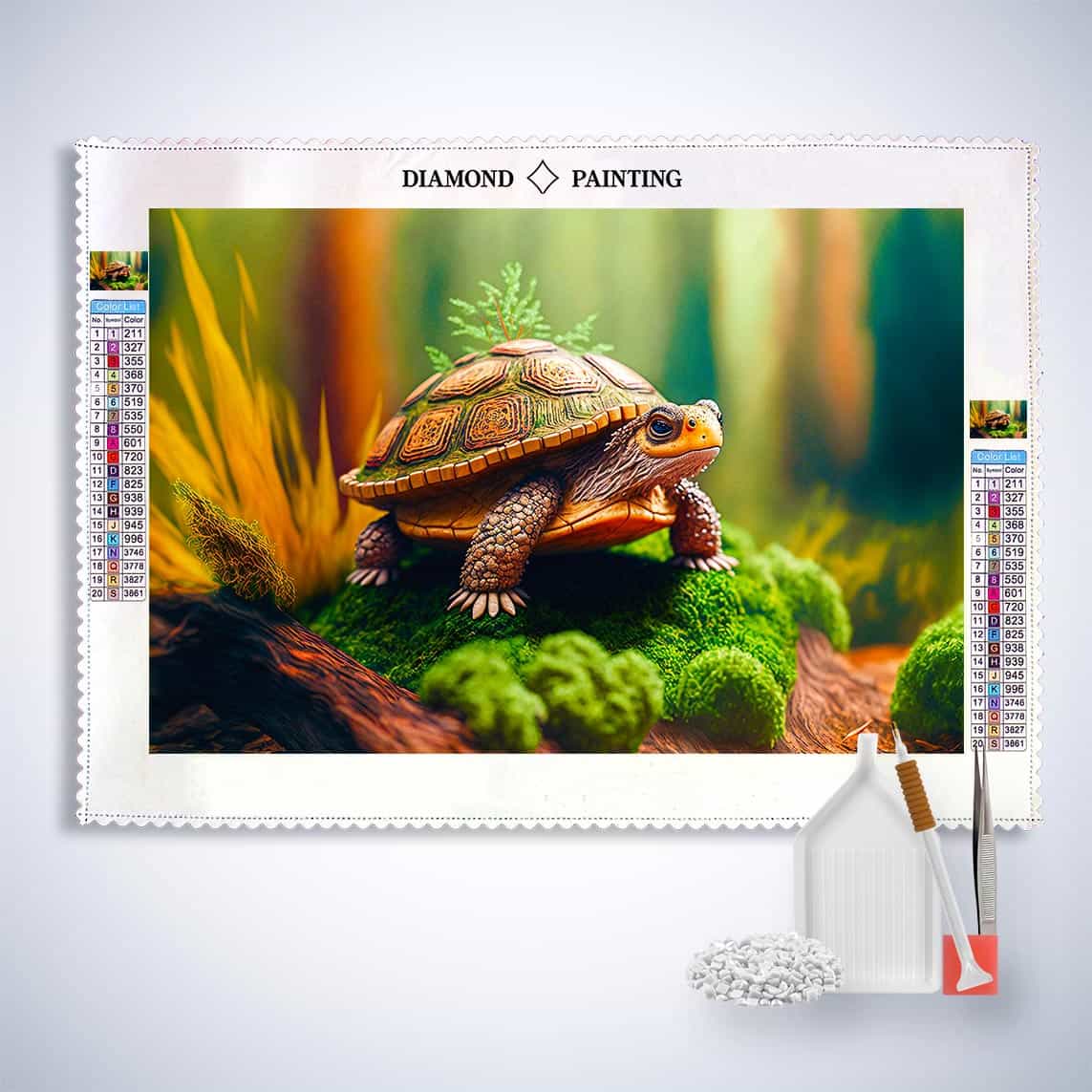 Diamond Painting - Schildkröte im Wald - gedruckt in Ultra-HD - Horizontal, Schildkröte, Tiere