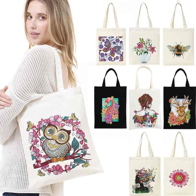 Diamond Painting - Stofftasche, Blume - gedruckt in Ultra-HD - stofftasche