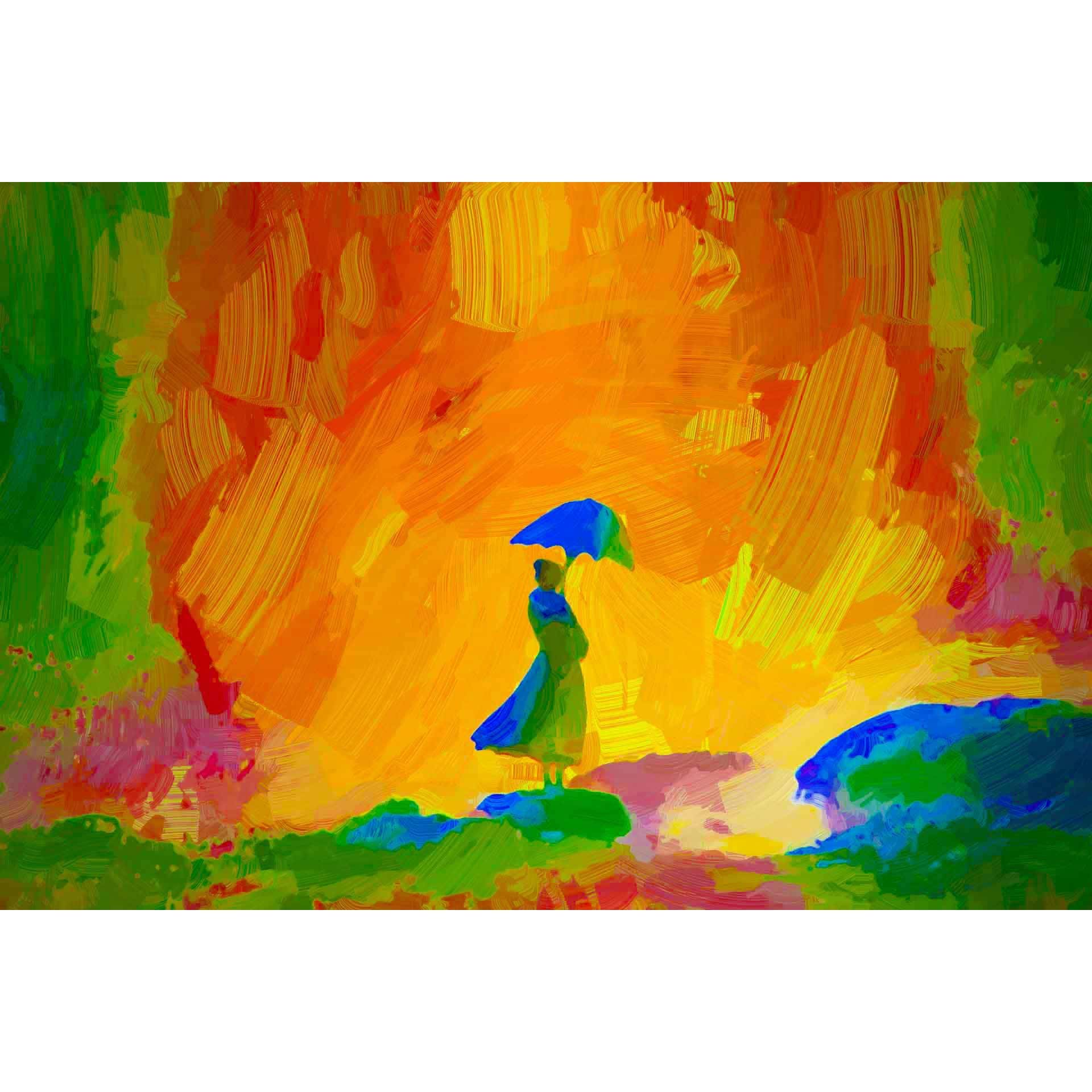 Diamond Painting - Frau mit Sonnenschirm, Abstrakt - gedruckt in Ultra-HD - Abstrakt, Horizontal, Menschen